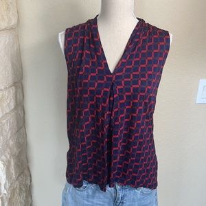 Halgen Navy and red sleeveless top